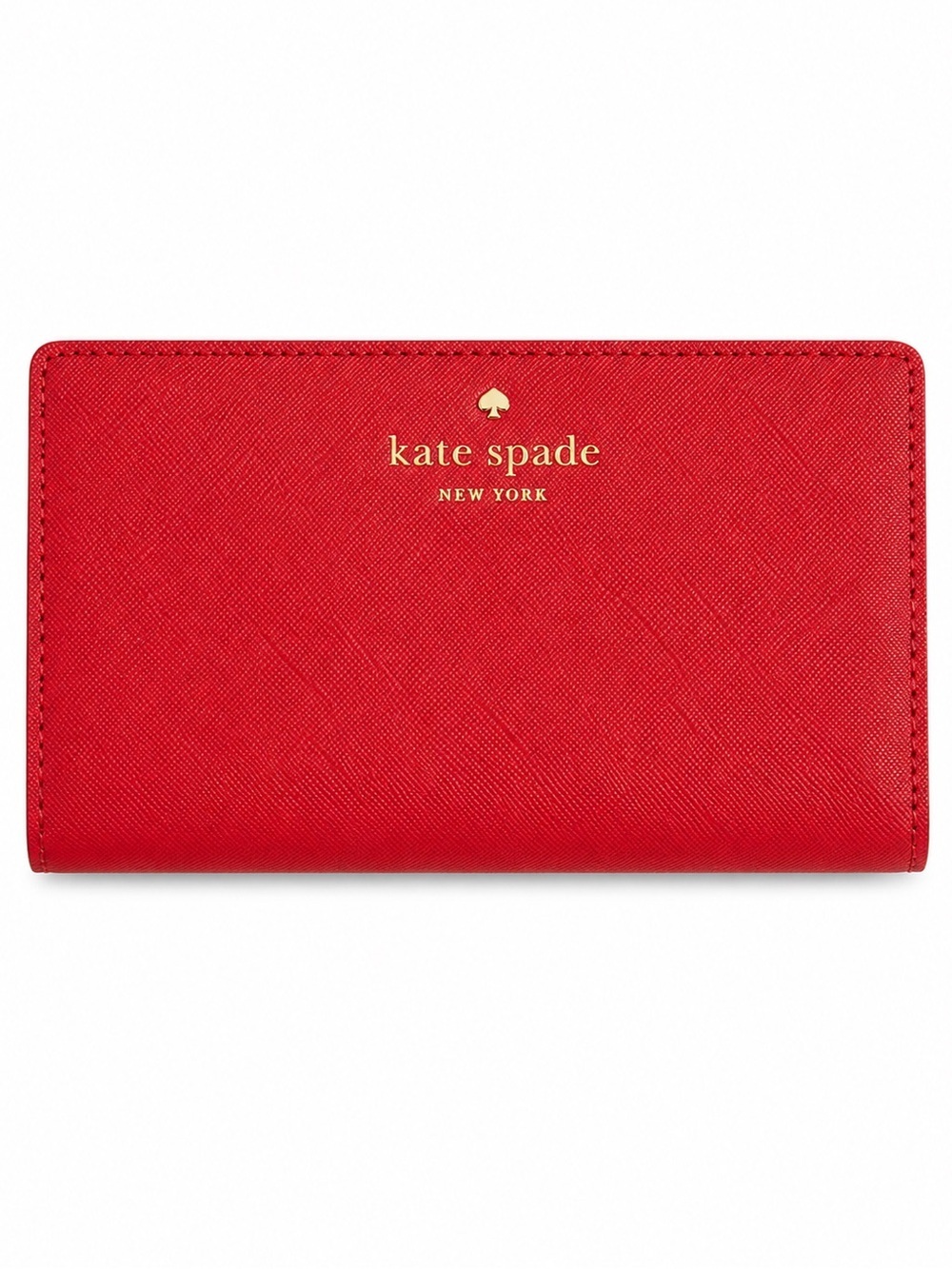 Kate Spade New York Red Saffiano Leather Slim Bifold Wallet
